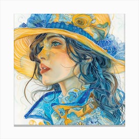 Blue And Yellow Hat Canvas Print