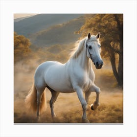 White Horse In The Field 5 Canvas Print