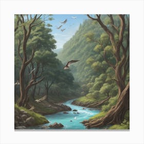 River In The Woods Canvas Print