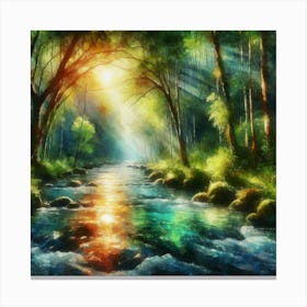 River In The Forest 1 Canvas Print