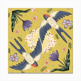 Swooping Swallows Square Canvas Print