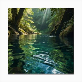 Default A Tranquil River Winding Through A Dense Forest Sunlig 3 Canvas Print