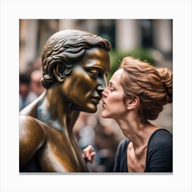 Kissing Statue Canvas Print
