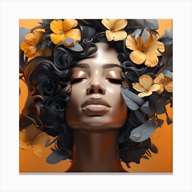 Portrait Of A Woman With Flowers 4 Canvas Print