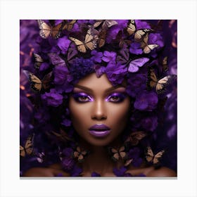 Beautiful African Woman With Butterflies 3 Canvas Print