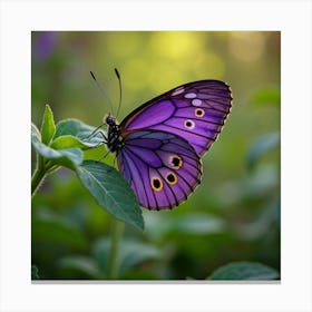 A Vibrant African Violet Butterfly Fluttering In The Garden 1 Canvas Print