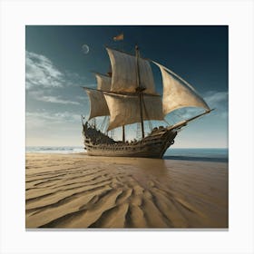 Ship On The Beach Canvas Print