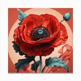 Aesthetic style, Large red poppy flower 1 Canvas Print