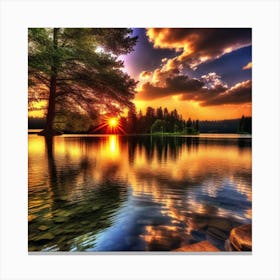 Sunset In The Lake Canvas Print