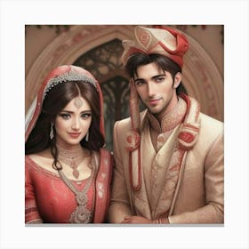 Indian Bride And Groom Canvas Print