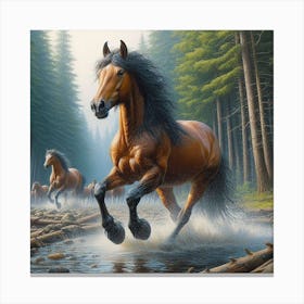 Horses In The Woods Canvas Print