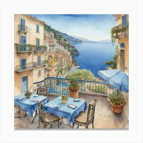 Sorrento Italy Blue Drawing Art Print 3 Canvas Print