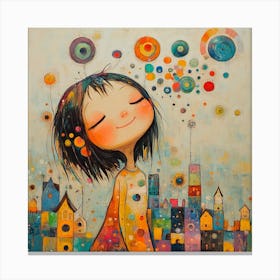 Little Girl In The City Canvas Print