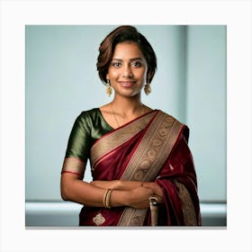 Firefly Confident Indian Businesswoman In Modern Saree With Styled Short Hair 63565 (1) Canvas Print