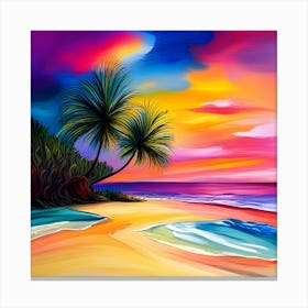 Sunset Beach Painting Canvas Print