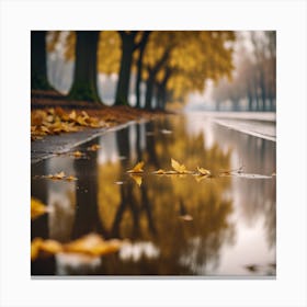 Autumn Reflections, Sycamore Trees Canvas Print