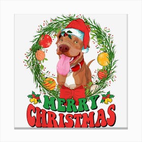 Merry Christmas Pitbull Santa Dog Lovers Ugly Sweater Xmas 1 Canvas Print