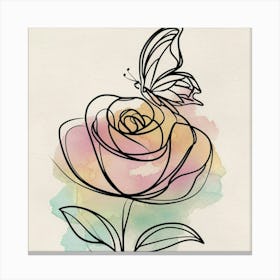 Rose And Butterfly Canvas Print