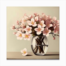 Pink Flowers In A Vase Canvas Print