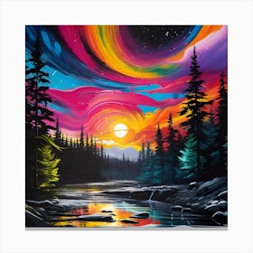 Sunset In The Forest 1 Canvas Print