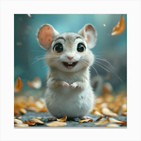 Mouse In Autumn Leaves Canvas Print