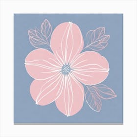 A White And Pink Flower In Minimalist Style Square Composition 486 Canvas Print