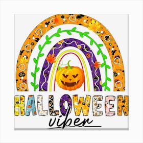 Happy Halloween Vibes Rainbow Pumpkin Leaves Autumn Canvas Print