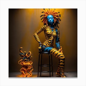 Zebra Blue Face Beauty Chair Pose Canvas Print