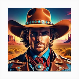 Cowboy In The Desert 5 Canvas Print