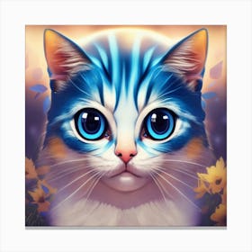 Cat With Blue Eyes Print Canvas Print