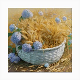 Hydrangeas In A Basket Canvas Print