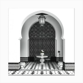 Black And White Image Of A Doorway Canvas Print