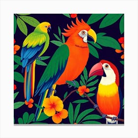 Colorful Parrots 3 Canvas Print