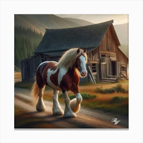 Clydesdale Walking On A Dirt Track Copy Canvas Print