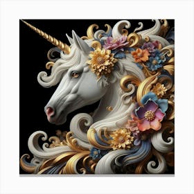 Unicorn With Flowers 1 Canvas Print