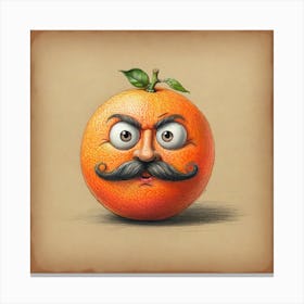 Orange With Mustache 1 Canvas Print