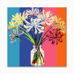 Andy Warhol Style Pop Art Flowers Agapanthus 2 Square Canvas Print