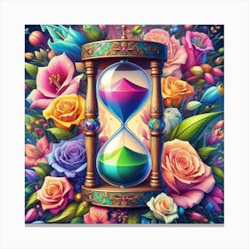 Hourglass With Flowers 1 Canvas Print