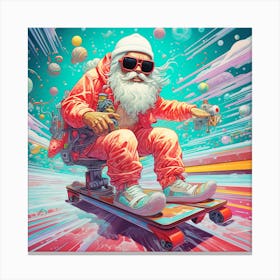 Santa Claus On Skateboard 1 Canvas Print