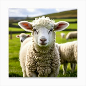 Nature Wool Farm Animal Herd Countryside Grass Sheep Mammal Green Landscape Farming Meado (5) Canvas Print