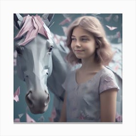 Girl With A Horse 16 Canvas Print