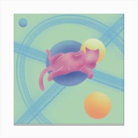 Pink Cat In Space Canvas Print