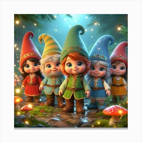 Gnomes In The Forest 2 Canvas Print