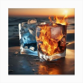 Ice Cubes On Fire Canvas Print
