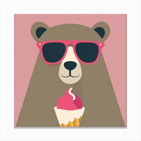 Bear With Ice Cream Canvas Print