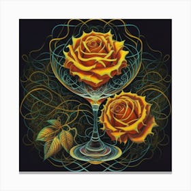 A rose in a glass of water among wavy threads 2 Canvas Print