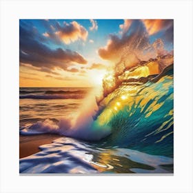 Ocean Wave At Sunset 2 Canvas Print