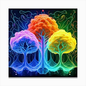Three Colorful Trees in neon colors 16 Canvas Print