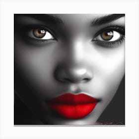 Portrait Of A Woman With Red Lips Canvas Print