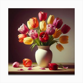 Tulips In A Vase 3 Canvas Print